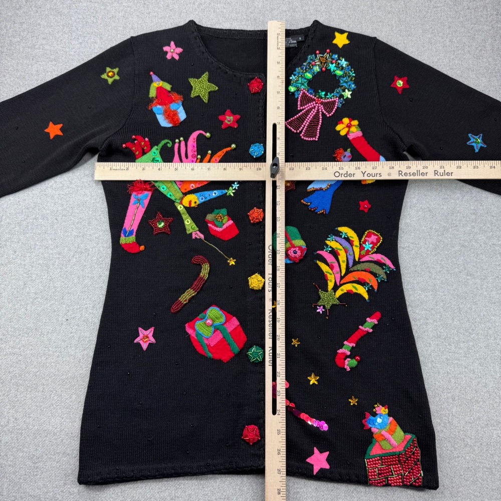Vintage 90s Michael Simon Christmas "Holiday Whimsy" Cardigan Sweater Sz S *READ - Picture 7 of 14